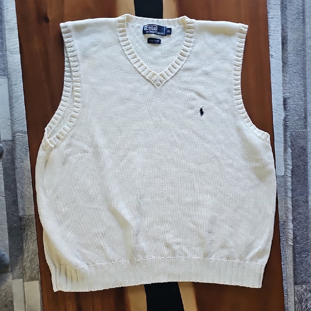 Ralph Lauren Men's V-Neck Cream Sweater Vest